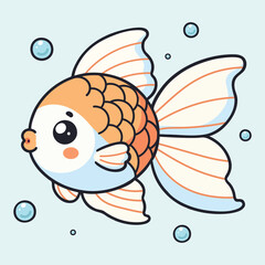 Adorable fish cartoon vector illustration in flat style