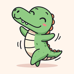 Adorable crocodile cartoon vector illustration in flat style
