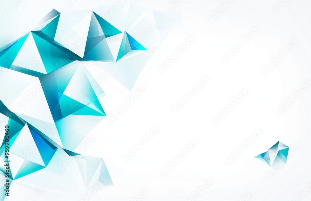 Wall mural molecular and communication background. digital modern abstract low poly blue white background. data