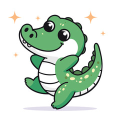 Adorable crocodile cartoon vector illustration in flat style
