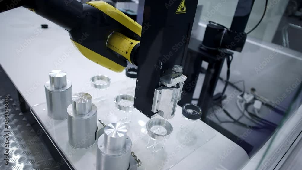 Poster the automated robotic arm works in a precision machining environment for efficiency and accuracy. me