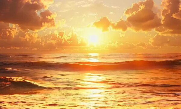 Golden sunset over the ocean, 4K hyperrealistic  4K Video