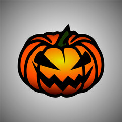 Halloween symbol, scary pumpkin face with evil smile. Jack o lantern icon.