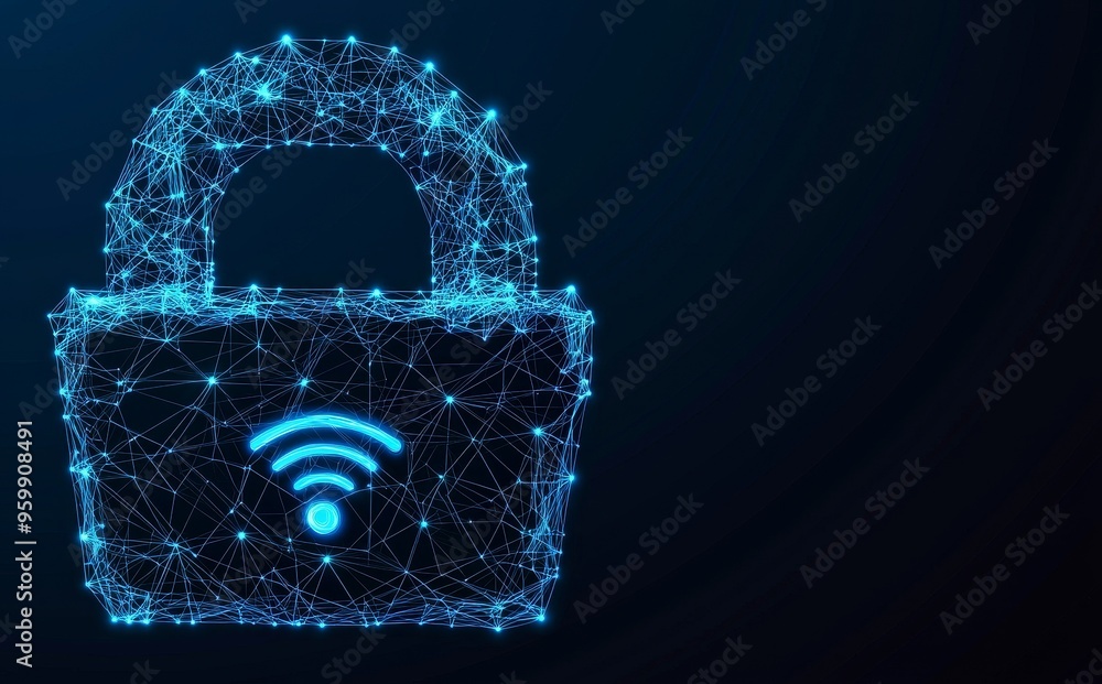 Poster icon with a padlock. security wifi and private network concept. vpn - virtual private network.