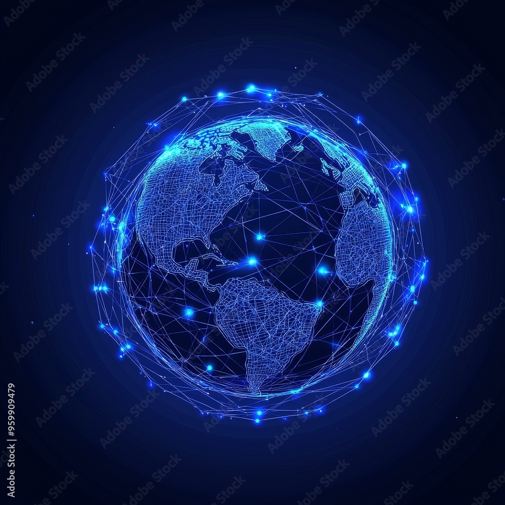 Poster illustration of the earth. low poly art illustration. 3d polygonal planet. astronomy concept with co