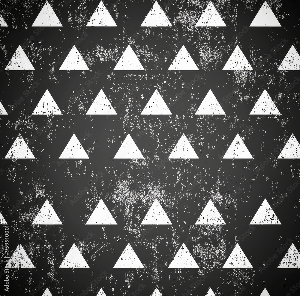 Poster modern black and white pattern of halftone triangles.