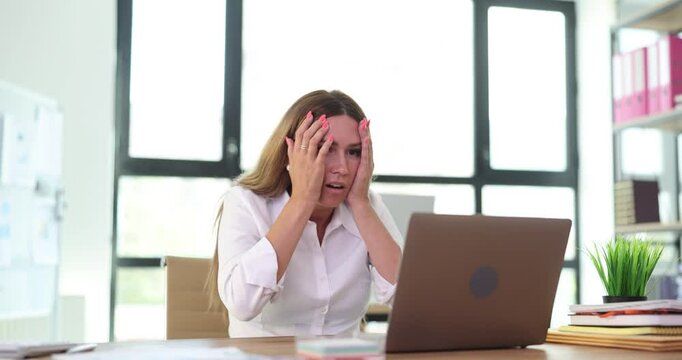 Woman makes grave error by deleting important business data. Impact of overworking and importance of managing stress to avoid critical error