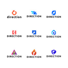 Set of Abstract business logo design template with arrow symbol.