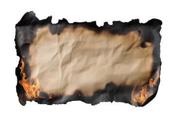 Burning sheet of paper mockup on transparent background