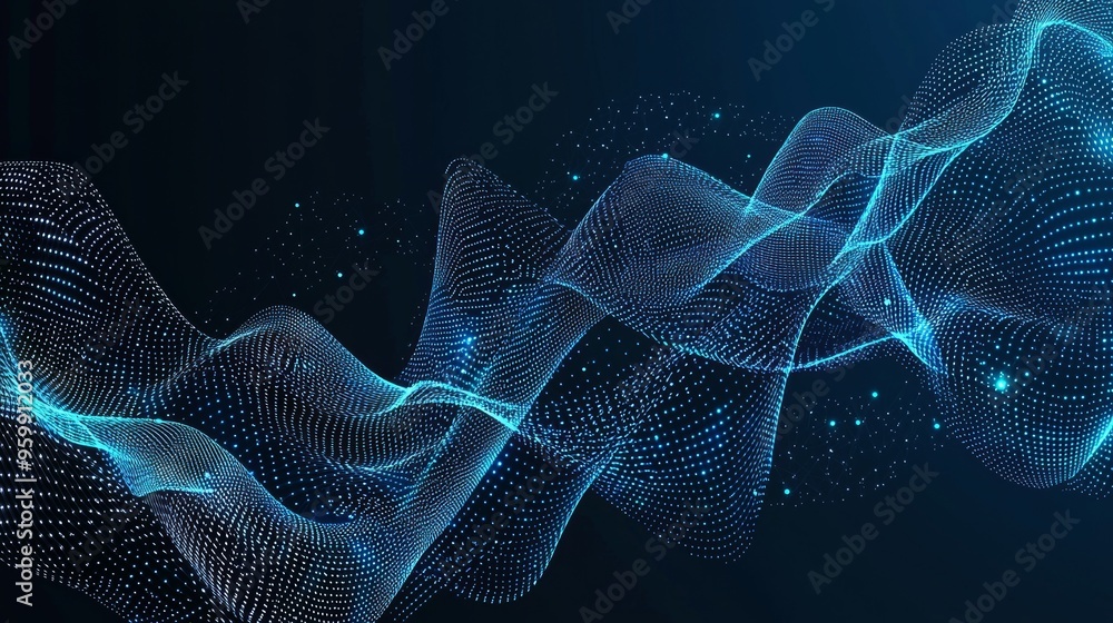 Poster network connection structure with dot-dot interweaving. abstract technology background.