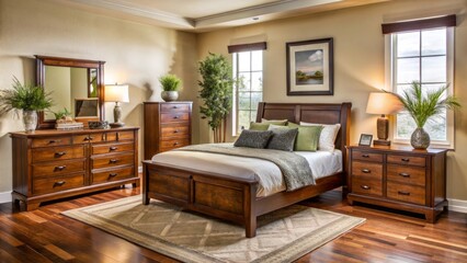 Naklejka premium Gently used bedroom furniture available in the Denver area, photographed in a real home setting to ensure authenticity