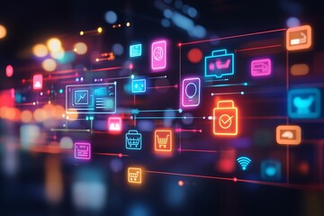 Fototapeta premium Digital Marketing and E-commerce Ecosystem
