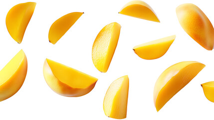 mango slices isolated on the white background.