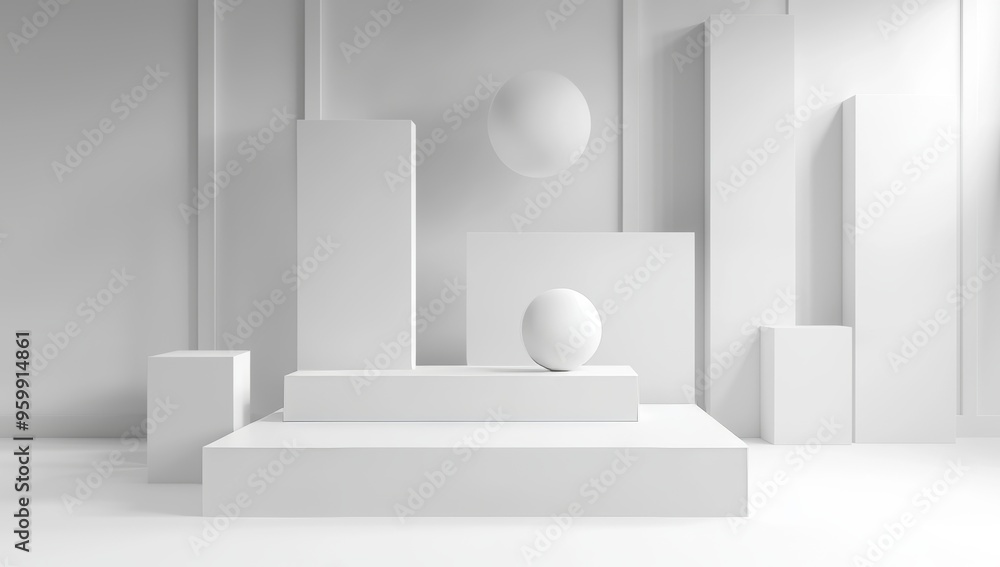Poster an abstract 3d render with a geometric background in modern style