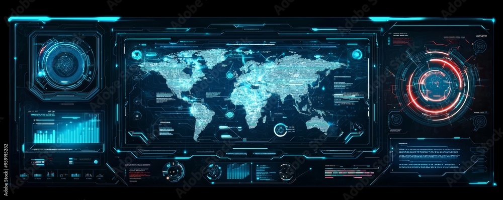 Poster conceptual futuristic techno background with digital frames set for user interfaces. modern abstract
