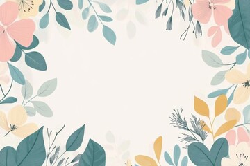 Cute floral frame background pastel color theme with white space in the center for text or logo.