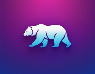 Fototapeta premium bear silhouette logo design. Modern style and minimalist icon in gradient purple and blue color. Ai generated image.