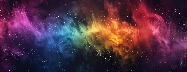 Rainbow powder dust explosion background color, abstract