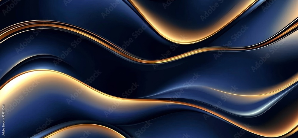 Poster this is a blue gradient luxury overlap template with a gold line background. it overlaps with the he