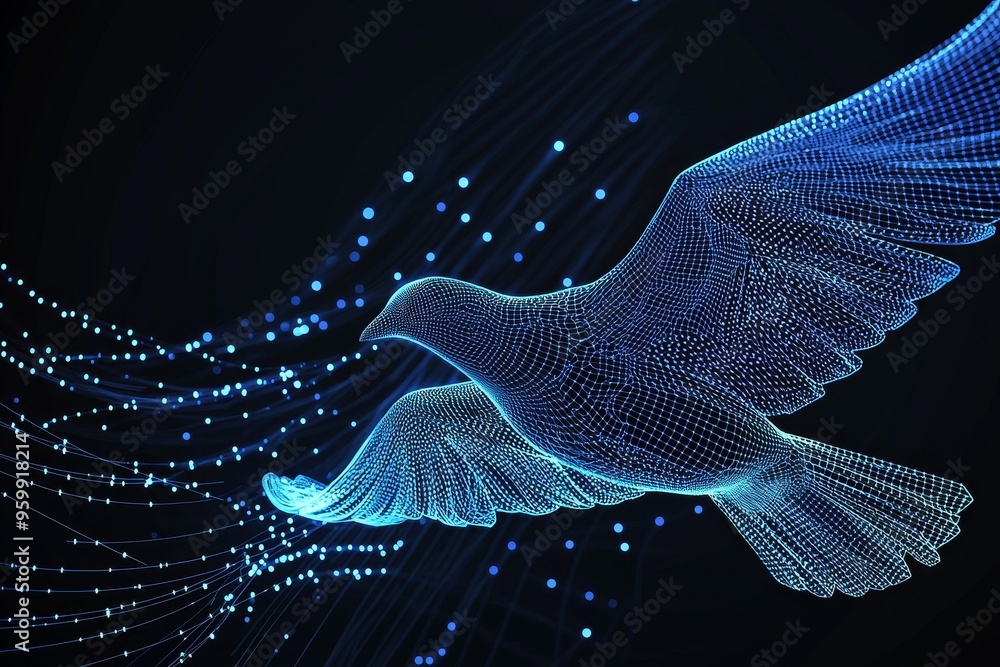 Aufkleber an eagle flying swoop based on lines, triangles, and modern particle design.