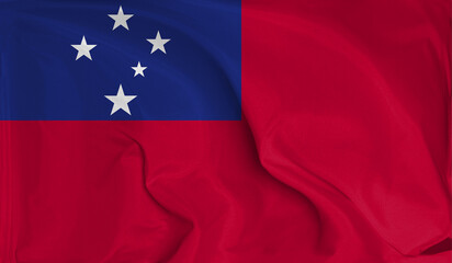 An up close view of Samoa flag flying textures