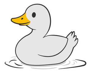 drawing of a duck on the water without background