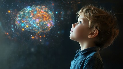 Child's cognitive development Early creativity concept Brain growth and neural activity
