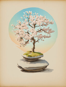 poster dzen stones and sakura