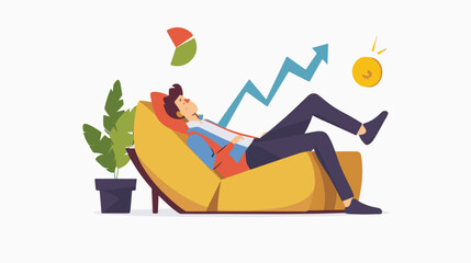 Financial growth concept. Young businessman earn more profit, make money from cryptocurrency