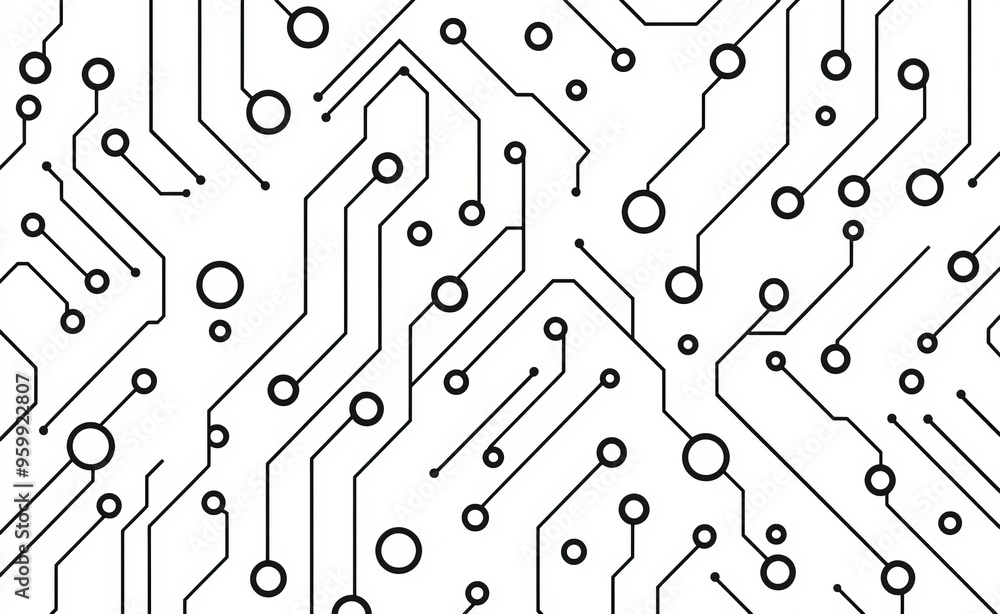 Poster board of electronics. circuit board electronic hi-tech pattern. abstract computer chip. monochrome b