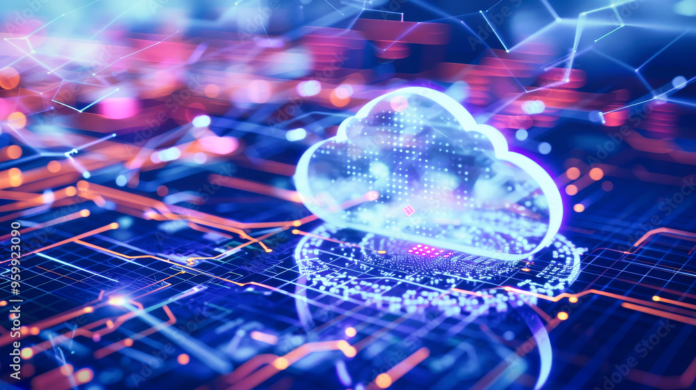 Poster digital information technology abstract background. cloud storage and computing concept.