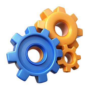 gears 3d cartoon style illustration