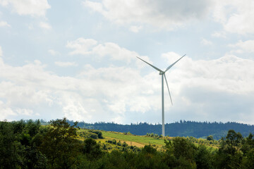 electricity production, Wind Turbine, windmill farm, turbines generating electricity, green electricity, clean energy, Innovative, sunny day,