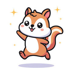 Kawaii squirrel cartoon vector illustration in flat style