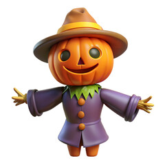 Halloween Scarecrow 3d cartoon style illustration