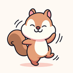 Kawaii squirrel cartoon vector illustration in flat style