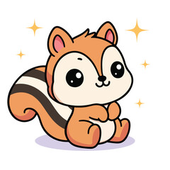 Kawaii squirrel cartoon vector illustration in flat style