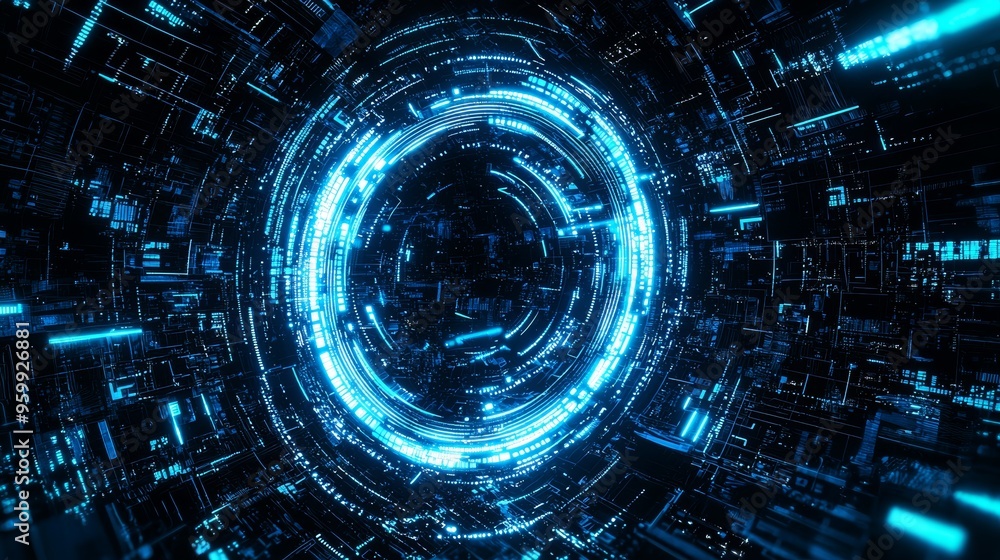 Poster a 3d rendering of an abstract technology product display background. the display background features