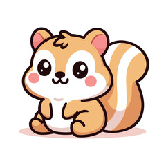 Kawaii squirrel cartoon vector illustration in flat style