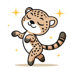 Adorable cheetah kawaii cartoon vector illustration in flat style
