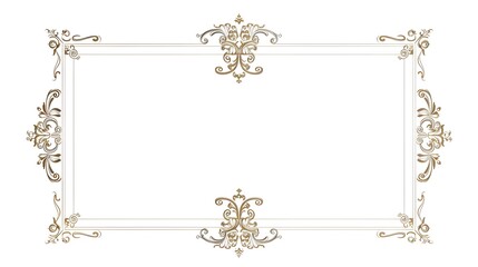 Elegant Classic Rectangular Line Frame with Ornate Corner Patterns for Wedding Invitations or Greeting Cards