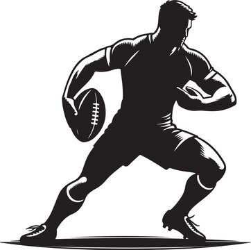 football rugby player vector design clipart flat style artwork