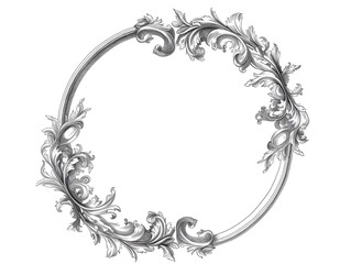 Classic Circular Line Frame With Subtle Floral Accents For Vintage Designs And Artwork