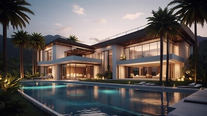 Fototapeta premium luxury villa with a beautiful swimming pool