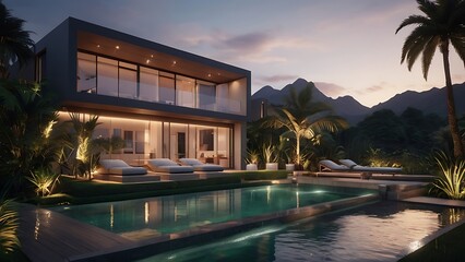 Fototapeta premium luxury villa with a beautiful swimming pool