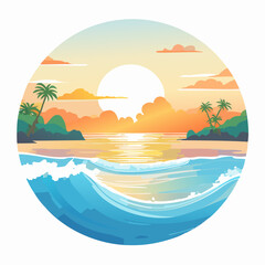 seascape with beautiful nature colors of the sunset; summer time