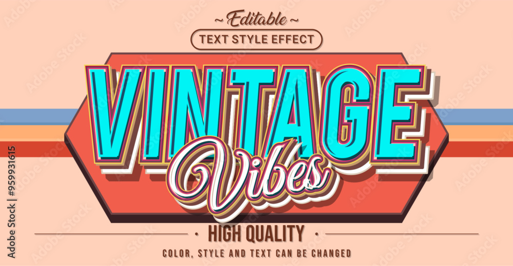 Poster Editable text style effect - Vintage Vibes text style theme.