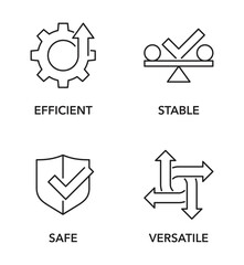 General benefits for tools - Safe, Versatile, Efficient, Stable