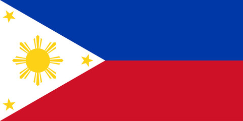 The official national flag of Philippines. Flag of the Republic of the Philippines. Correct proportions and colors. Vector illustration