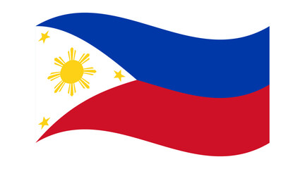 Wavy flag of Philippines, isolated on a transparent background. Flag of the Republic of the Philippines. Vector illustration